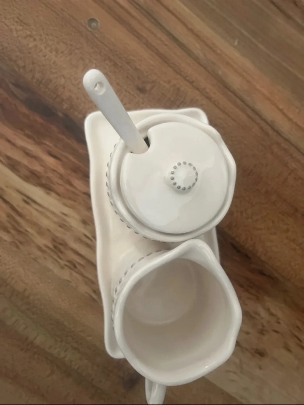 Ceramic Sugar and Creamer Set in White with Tray - Classic Tabletop Serving